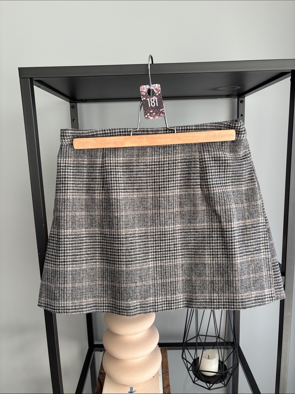 181 Plaid Mini Skirt in Black and Gray
